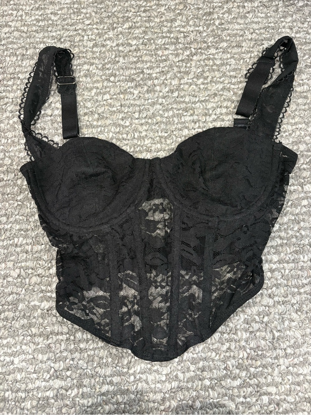 Edikted Black Lace Longline Bustier
